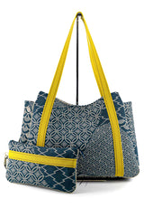 Sac Cabāzoon - indigo "multi motifs" traditionnel - tissu Japonais