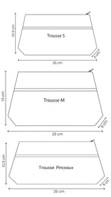 Trousse à maquillage S,M + Pinceau - série "japan flower"/ fluo - Tissu japonais