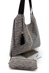 sac "Kumi"- motif "vague" - tissu traditionnel japonais