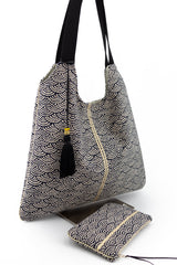 sac "Kumi"- motif "vague" - tissu traditionnel japonais