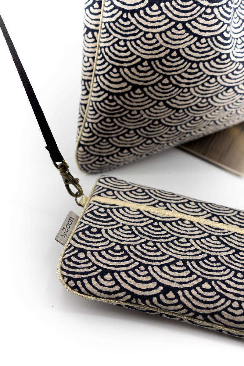 sac "Kumi"- motif "vague" - tissu traditionnel japonais