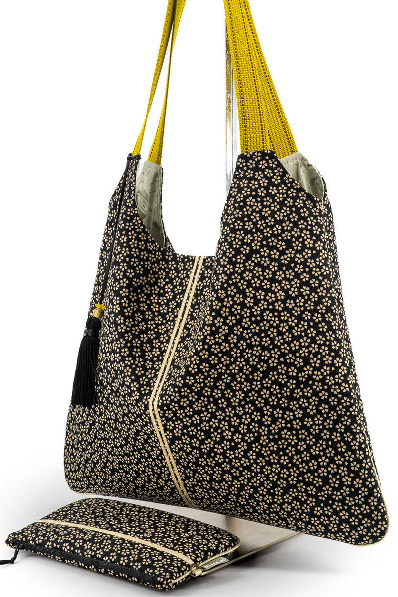 sac "Kumi" avec pochette - série "UME" - Tissu japonais