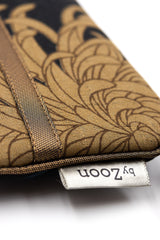 Etui à lunette - Black kiku/ metal bronze - tissu traditionnel Japonais