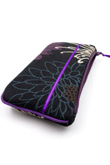 Etui à lunette - Black kiku/ violet - tissu traditionnel Japonais