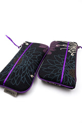 Etui à lunette - Black kiku/ violet - tissu traditionnel Japonais