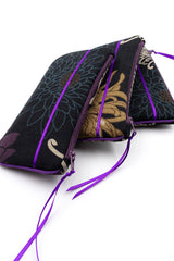 Etui à lunette - Black kiku/ violet - tissu traditionnel Japonais