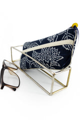 Etui à lunette - indigo "floral" traditionnel - tissu japonais imprimé main
