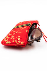 Etui à lunette - Madame Butterfly/rouge - tissu Japonais