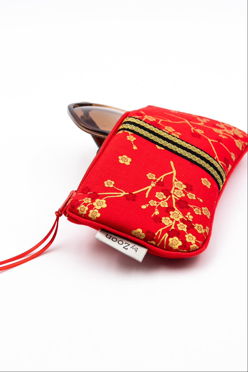 Etui à lunette - Madame Butterfly/rouge - tissu Japonais