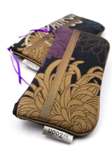 Etui à lunette - Black kiku/ metal bronze - tissu traditionnel Japonais