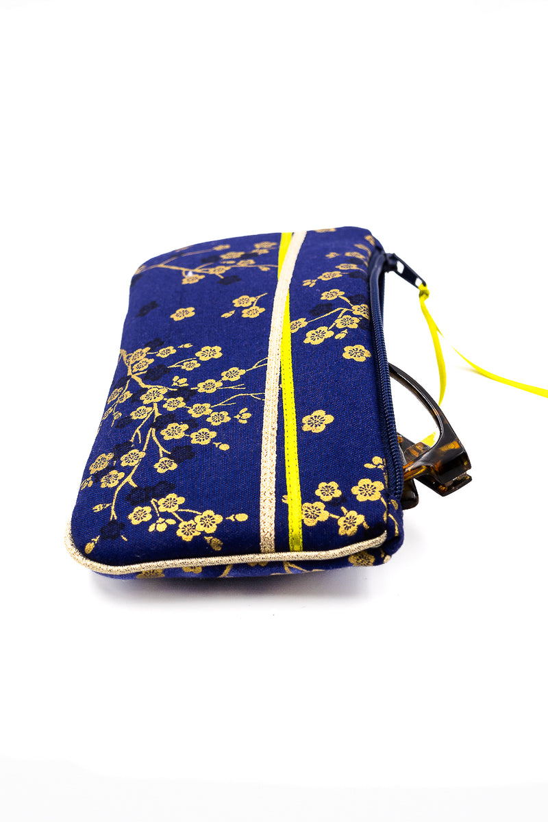 Etui à lunette - Madame Butterfly/bleu roi- tissu Japonais