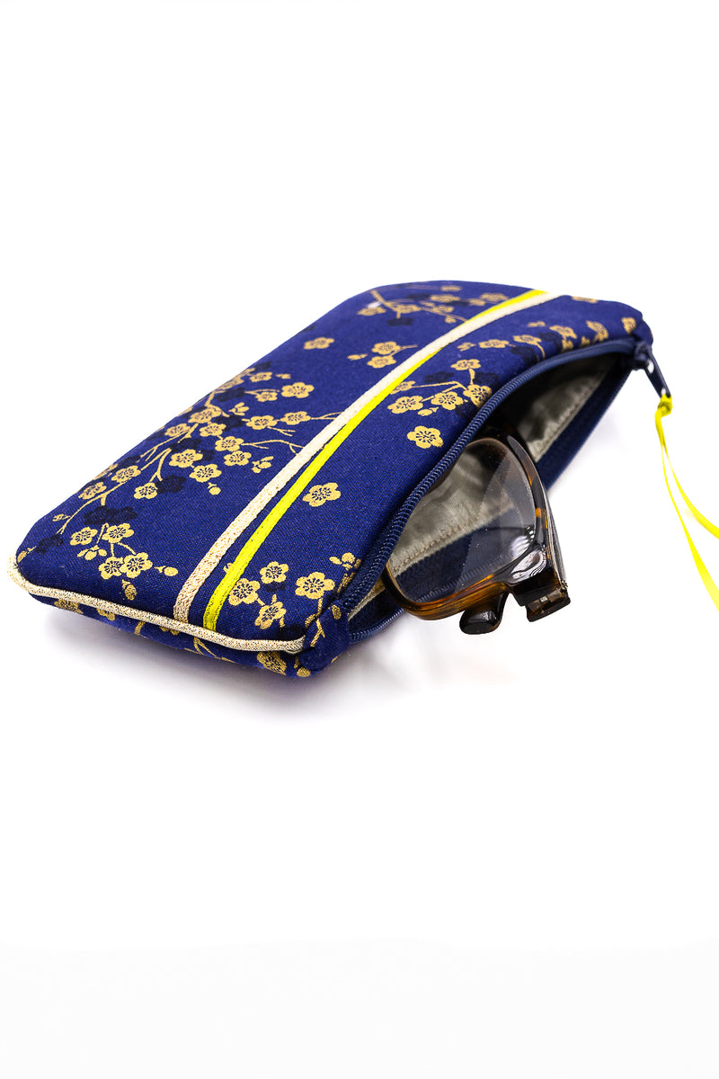 Etui à lunette - Madame Butterfly/bleu roi- tissu Japonais
