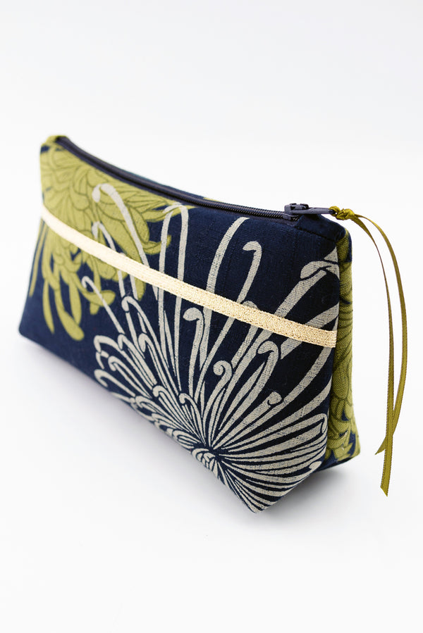 Trousse S,M,L - "blue kiku" - tissu japonais