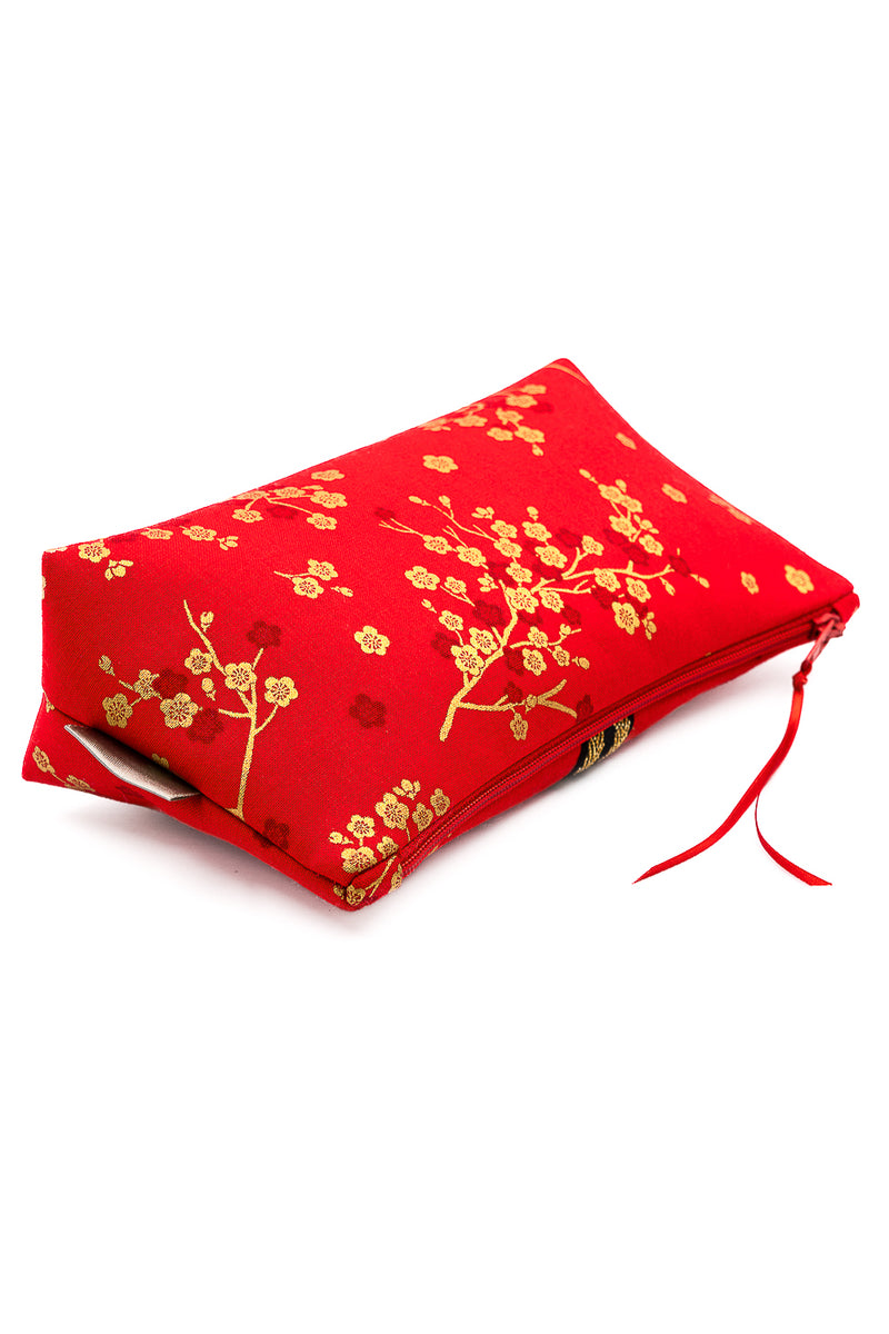 Trousse à maquillage S,M + Pinceau - Madame Butterfly/rouge - tissu japonais