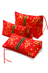 Trousse à maquillage S,M + Pinceau - Madame Butterfly/rouge - tissu japonais