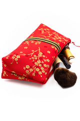 Trousse à maquillage S,M + Pinceau - Madame Butterfly/rouge - tissu japonais
