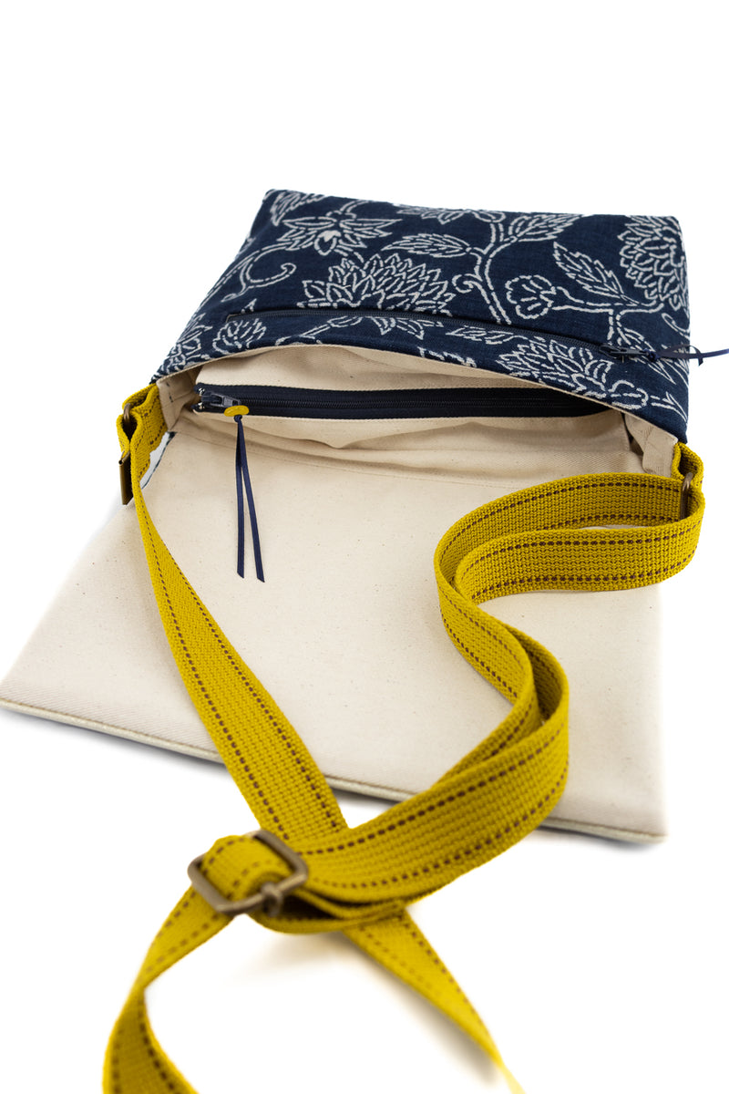 sac baby annā - Indigo floral impression main - tissu japonais