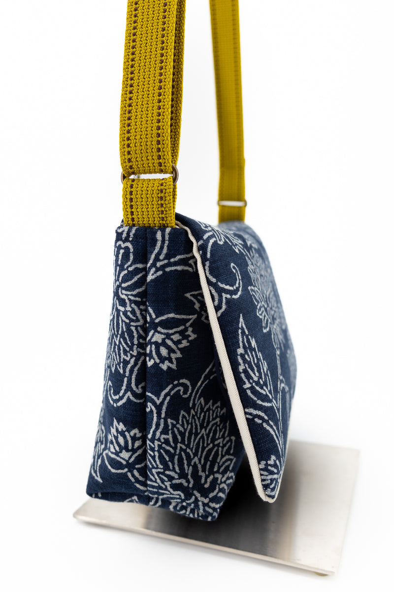sac baby annā - Indigo floral impression main - tissu japonais