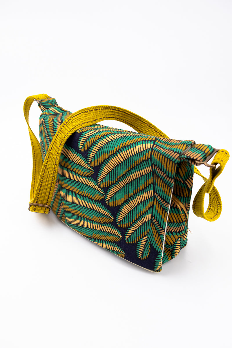 Sac baby annā -  motif palme Vert/ocre - tissu français