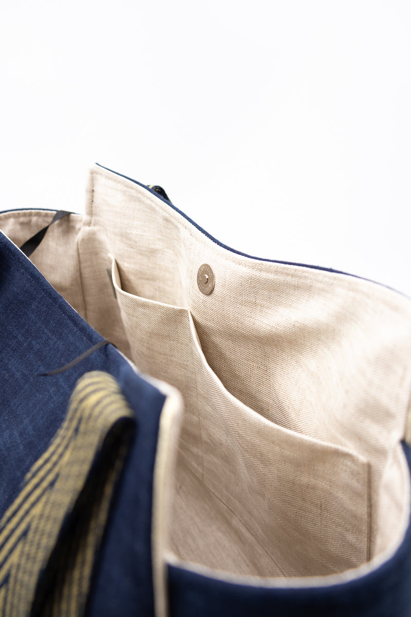 Sac Cabāzoon - dark indigo - bandoulière chevron