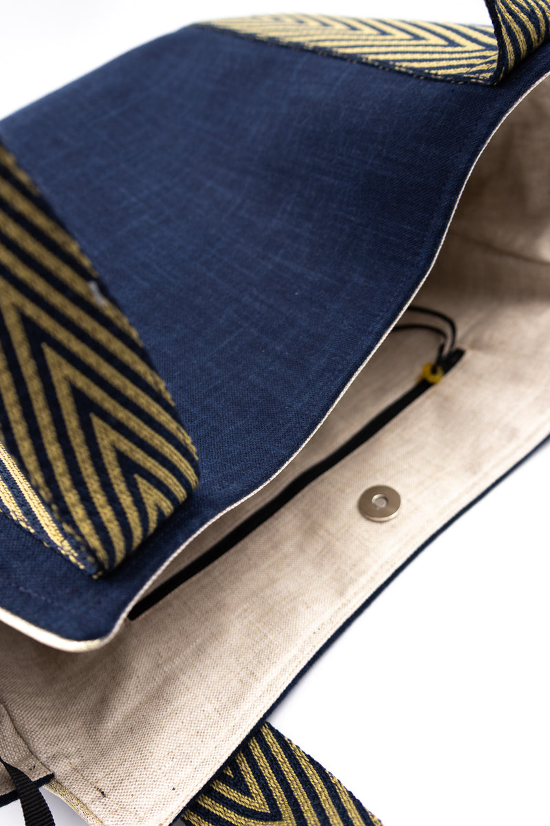 Sac Cabāzoon - dark indigo - bandoulière chevron