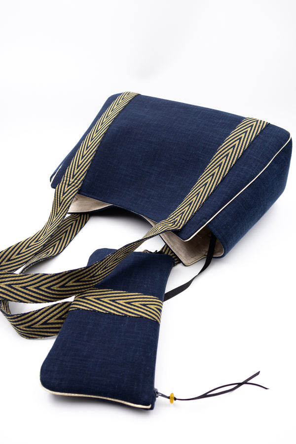 Sac Cabāzoon - dark indigo - bandoulière chevron