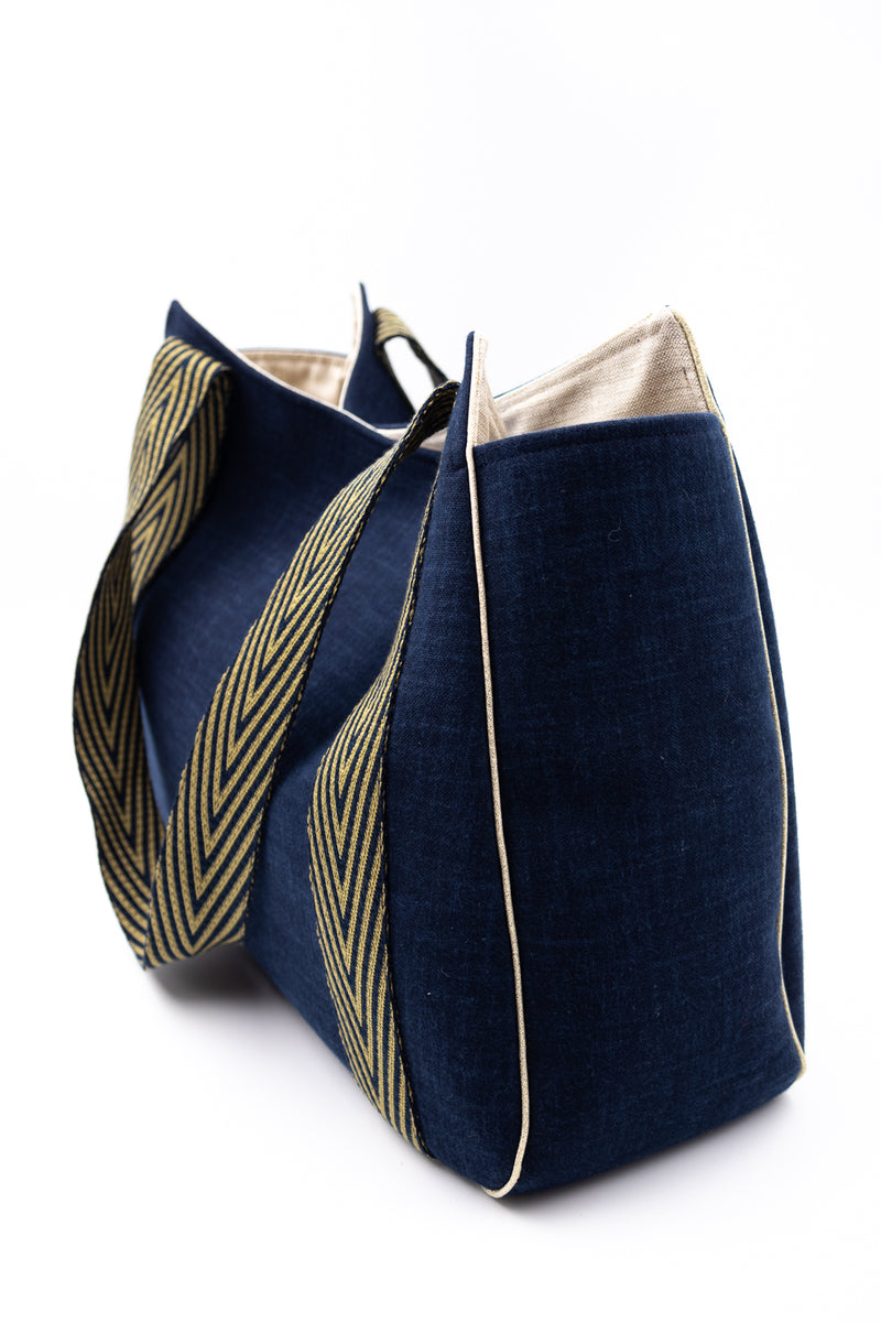 Sac Cabāzoon - dark indigo - bandoulière chevron