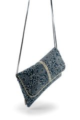 Sac "Geisha" - indigo "floral" traditionnel - tissu  japonais