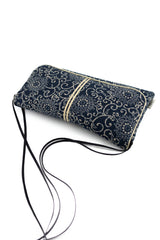 Sac "Geisha" - indigo "floral" traditionnel - tissu  japonais