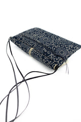 Sac "Geisha" - indigo "floral" traditionnel - tissu  japonais