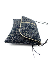 Sac "Geisha" - indigo "floral" traditionnel - tissu  japonais
