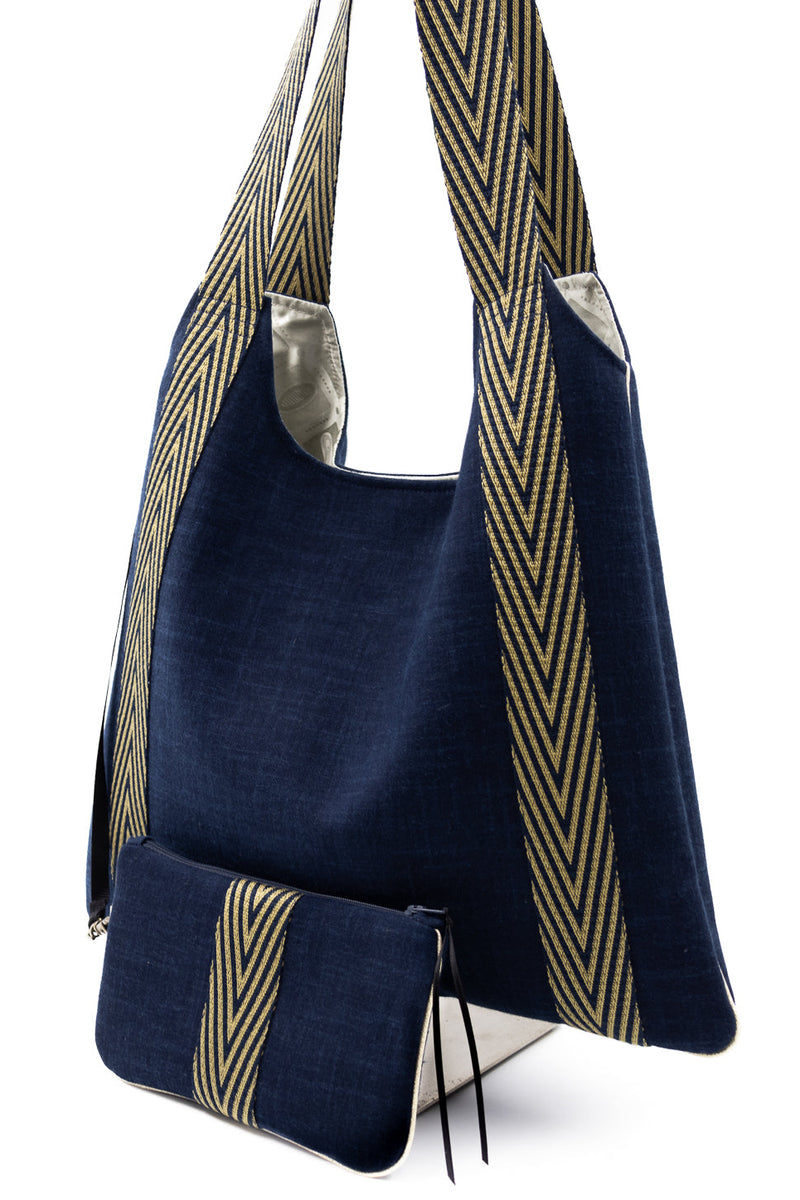 sac "Kumi"- blue dark indigo - Tissu japonais