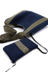 sac "Kumi"- blue dark indigo - Tissu japonais