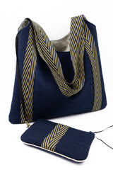sac "Kumi"- blue dark indigo - Tissu japonais