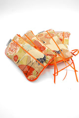 Etui à lunette - serie "grue" orange fluo- tissu Japonais