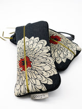 Etui à lunettes - série "red heart kiku"/kaki - tissu Japonais