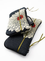 Etui à lunettes - série "red heart kiku"/kaki - tissu Japonais
