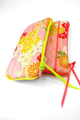 Etui à lunette - serie "kiku rose"/rose & jaune fluo - tissu Japonais (Copie) (Copie)