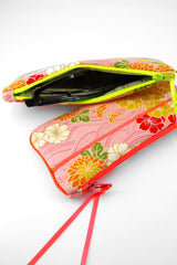 Etui à lunette - serie "kiku rose"/rose & jaune fluo - tissu Japonais (Copie) (Copie)