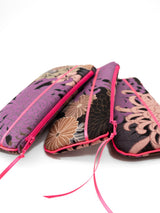 Etui à lunette - serie "kiku violet"/rose- tissu Japonais
