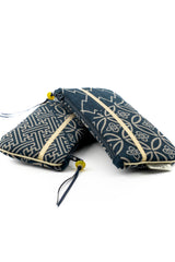 Etui à lunette - indigo "multi motifs" traditionnel - tissu japonais