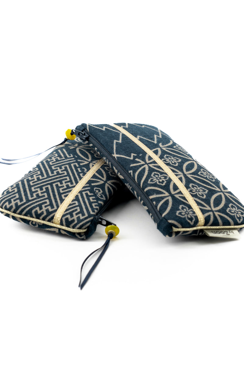 Etui à lunette - indigo "multi motifs" traditionnel - tissu japonais
