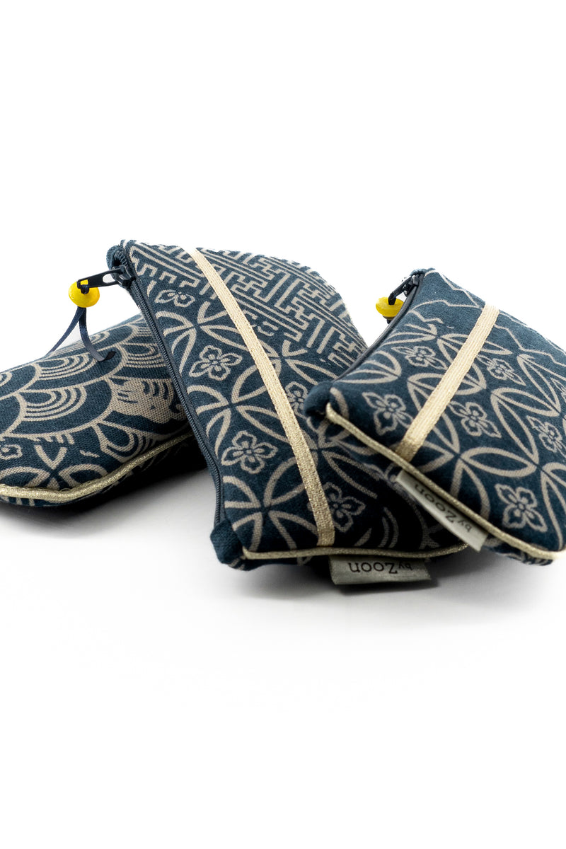 Etui à lunette - indigo "multi motifs" traditionnel - tissu japonais