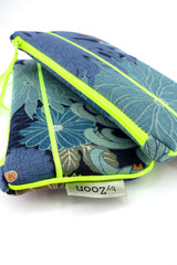Etui à lunette - serie "kiku bleu"/ jaune fluo - tissu Japonais