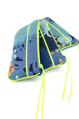 Etui à lunette - serie "kiku bleu"/ jaune fluo - tissu Japonais