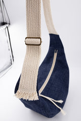 sac moon bag - tissage "blue jean" - tissu japonais