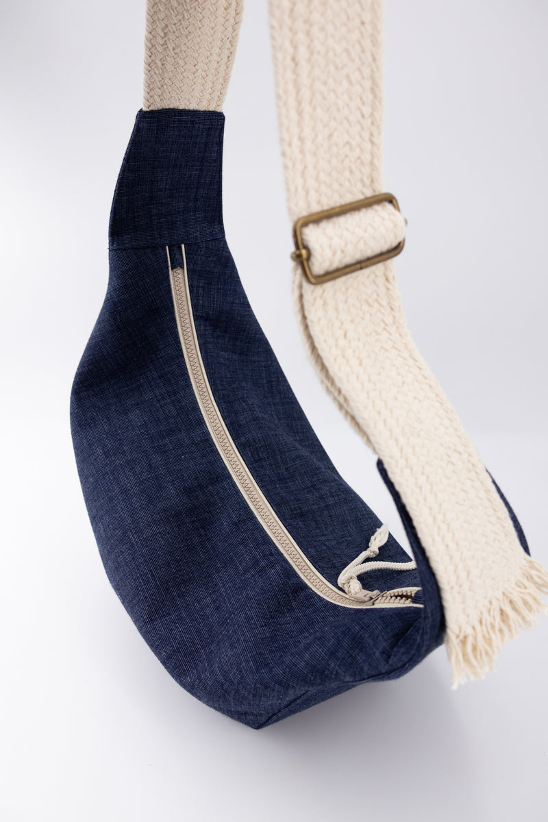 sac moon bag - tissage "blue jean" - tissu japonais