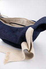 sac moon bag - tissage "blue jean" - tissu japonais