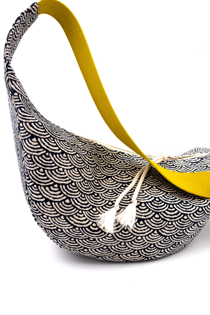 sac "moon bag" - motif vague - tissu traditionnel japonais