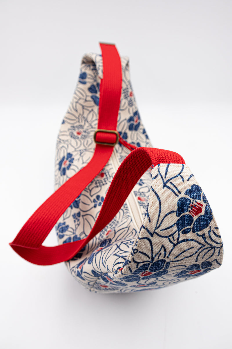 Sac "Moon bag" - motif "floral" - tissu japonais peint à la main